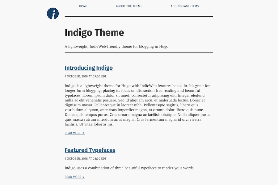 &ldquo;Screenshot of indigo theme&rdquo;